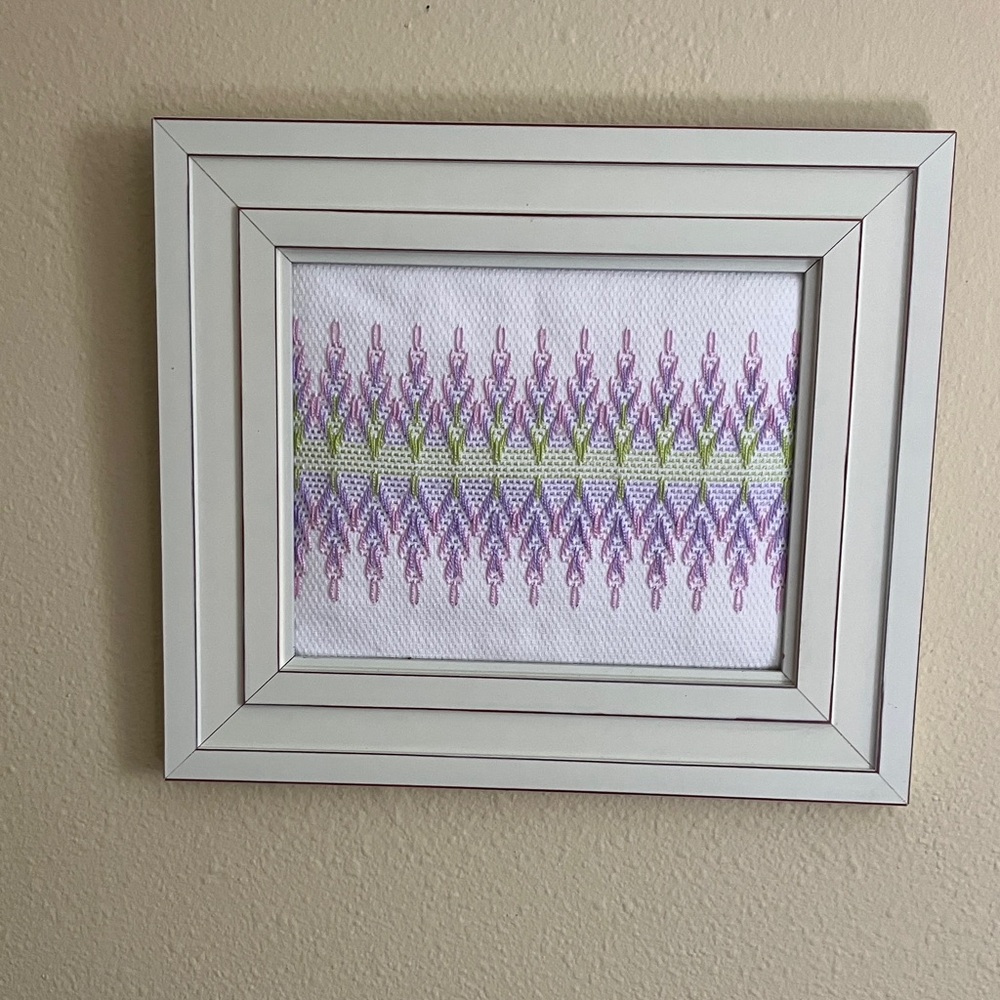 Hand Crafted Lavender and Green Smocked Textile Wall Art - Picture 2 of 8